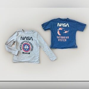 Lot of 2 GAP Kids Sz Medium (8) NASA T-Shirts Saturnian System Space Shuttle